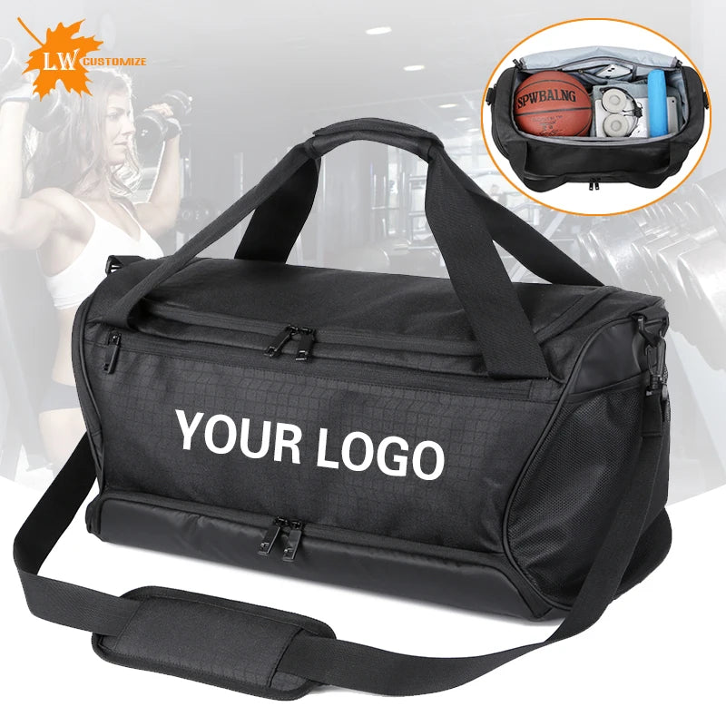 Women'S Large Capacity Gym Bag Waterproof Swimming Yoga Bag Portable Sports Bag Weekend Bag Custom Luggage Bag with Logo Print